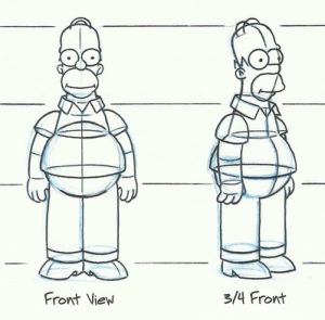 This concept art for Homer Simpson shows how he would look in a 3D space.